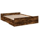 Casa si Gradina - Mobilier - Paturi si accesorii - Paturi - Cadru pat cu sertare stejar fumuriu 150x200 cm lemn prelucrat - Infinity.ro