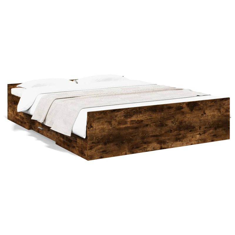 Casa si Gradina - Mobilier - Paturi si accesorii - Paturi - Cadru pat cu sertare stejar fumuriu 150x200 cm lemn prelucrat - Infinity.ro