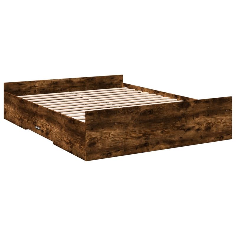 Casa si Gradina - Mobilier - Paturi si accesorii - Paturi - Cadru pat cu sertare stejar fumuriu 150x200 cm lemn prelucrat - Infinity.ro