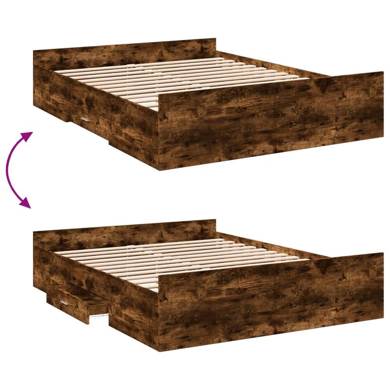 Casa si Gradina - Mobilier - Paturi si accesorii - Paturi - Cadru pat cu sertare stejar fumuriu 150x200 cm lemn prelucrat - Infinity.ro
