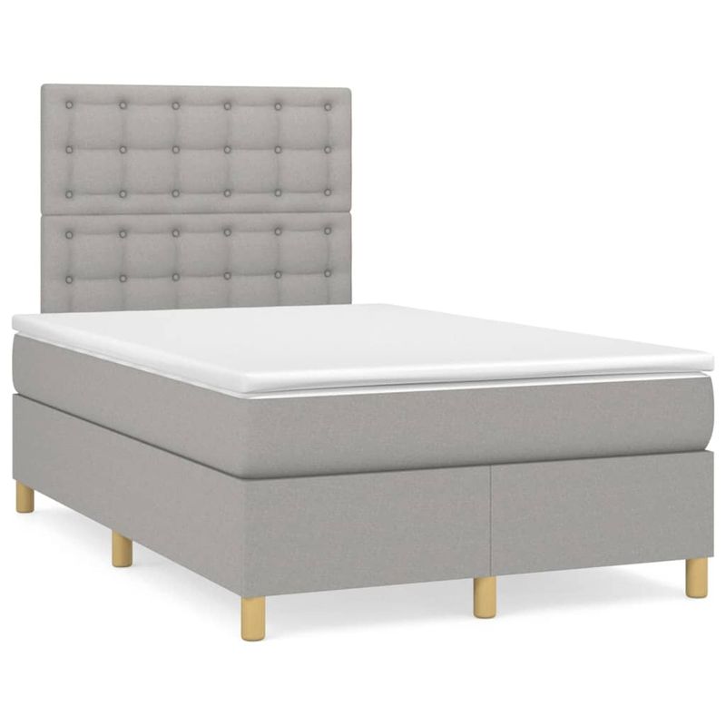 Casa si Gradina - Mobilier - Paturi si accesorii - Paturi - Pat box spring cu saltea, gri deschis, 120x190 cm, textil - Infinity.ro