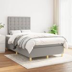 Casa si Gradina - Mobilier - Paturi si accesorii - Paturi - Pat box spring cu saltea, gri deschis, 120x190 cm, textil - Infinity.ro