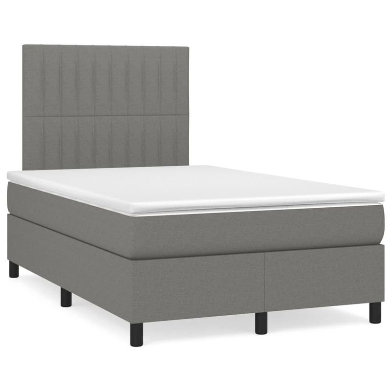 Casa si Gradina - Mobilier - Paturi si accesorii - Paturi - Pat box spring cu saltea, gri inchis, 120x190 cm, textil - Infinity.ro