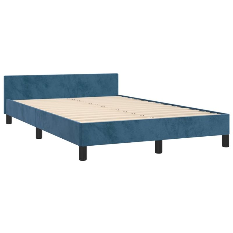 Casa si Gradina - Mobilier - Paturi si accesorii - Paturi - Cadru de pat cu tablie, albastru inchis, 120x190 cm, catifea - Infinity.ro