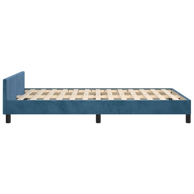 Casa si Gradina - Mobilier - Paturi si accesorii - Paturi - Cadru de pat cu tablie, albastru inchis, 120x190 cm, catifea - Infinity.ro