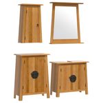 Casa si Gradina - Mobilier - Seturi de mobilier - Seturi baie - Set mobilier de baie, 4 piese, lemn masiv de pin, model dulap chiuvetă + dulap lateral + dulap de perete + oglindă - Infinity.ro