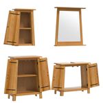 Casa si Gradina - Mobilier - Seturi de mobilier - Seturi baie - Set mobilier de baie, 4 piese, lemn masiv de pin, model dulap chiuvetă + dulap lateral + dulap de perete + oglindă - Infinity.ro