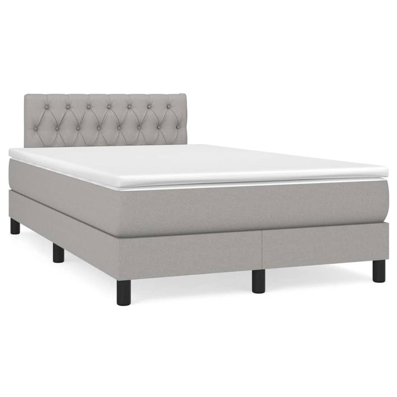 Casa si Gradina - Mobilier - Paturi si accesorii - Paturi - Pat cu arcuri, saltea si LED, gri deschis, 120x190 cm, textil - Infinity.ro