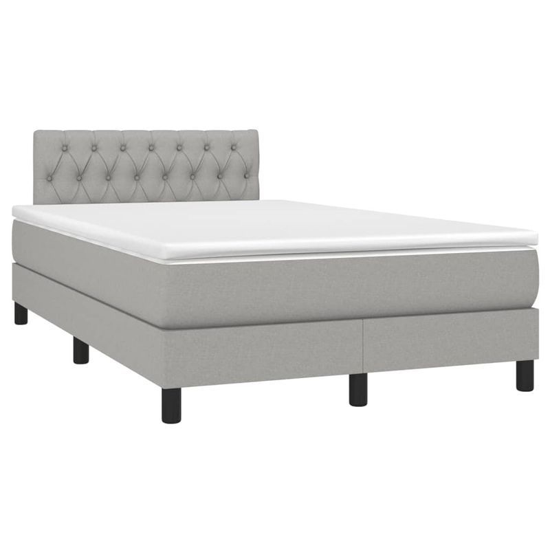 Casa si Gradina - Mobilier - Paturi si accesorii - Paturi - Pat cu arcuri, saltea si LED, gri deschis, 120x190 cm, textil - Infinity.ro