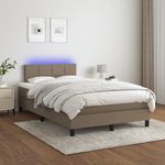 Casa si Gradina - Mobilier - Paturi si accesorii - Paturi - Pat cu arcuri, saltea si LED, gri taupe, 120x190 cm, textil - Infinity.ro