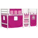Casa si Gradina - Mobilier - Paturi si accesorii - Paturi - Pat etajat de copii cu perdele, roz, 90x190 cm, lemn masiv pin - Infinity.ro