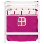 Casa si Gradina - Mobilier - Paturi si accesorii - Paturi - Pat etajat de copii cu perdele, roz, 90x190 cm, lemn masiv pin - Infinity.ro