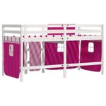 Casa si Gradina - Mobilier - Paturi si accesorii - Paturi - Pat etajat de copii cu perdele, roz, 90x190 cm, lemn masiv pin - Infinity.ro