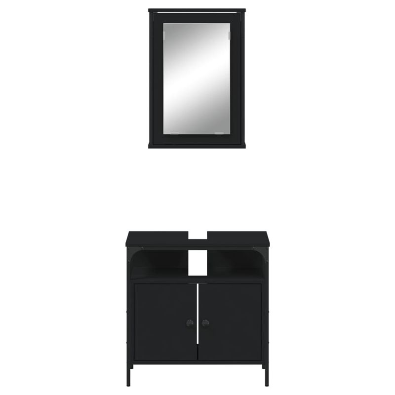 Casa si Gradina - Mobilier - Seturi de mobilier - Seturi baie - Set mobilier de baie, 2 piese, negru, lemn compozit - Infinity.ro