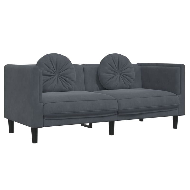 Casa si Gradina - Mobilier - Seturi de mobilier - Seturi living - Set canapea cu perne, 3 piese, gri inchis, catifea - Infinity.ro