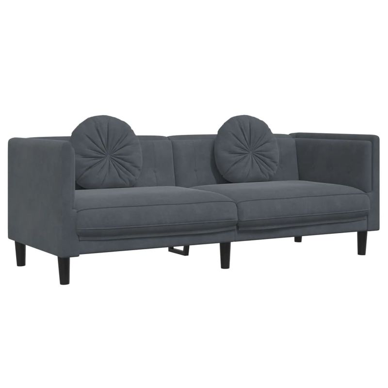 Casa si Gradina - Mobilier - Seturi de mobilier - Seturi living - Set canapea cu perne, 3 piese, gri inchis, catifea - Infinity.ro