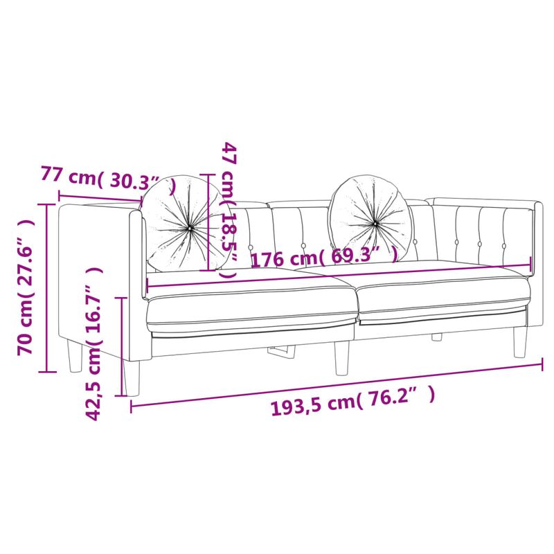 Casa si Gradina - Mobilier - Seturi de mobilier - Seturi living - Set canapea cu perne, 3 piese, gri inchis, catifea - Infinity.ro
