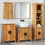 Casa si Gradina - Mobilier - Seturi de mobilier - Seturi baie - Set mobilier de baie, 4 piese, lemn masiv de pin, model dulap chiuvetă + dulap înalt + dulap lateral + dulap de perete - Infinity.ro