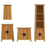 Casa si Gradina - Mobilier - Seturi de mobilier - Seturi baie - Set mobilier de baie, 4 piese, lemn masiv de pin, model dulap chiuvetă + dulap înalt + dulap lateral + dulap de perete - Infinity.ro