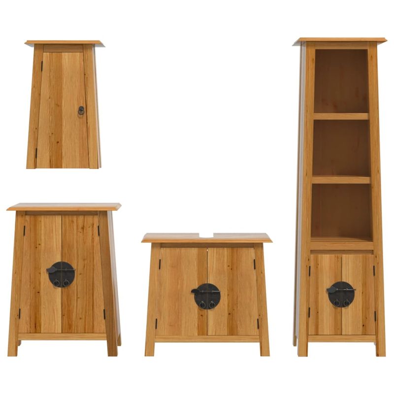 Casa si Gradina - Mobilier - Seturi de mobilier - Seturi baie - Set mobilier de baie, 4 piese, lemn masiv de pin, model dulap chiuvetă + dulap înalt + dulap lateral + dulap de perete - Infinity.ro
