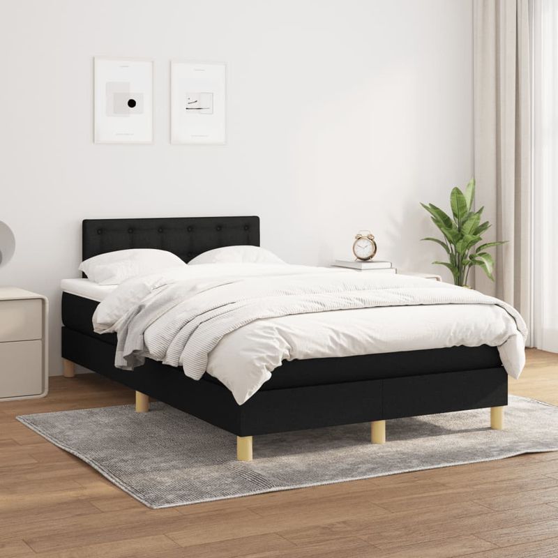 Casa si Gradina - Mobilier - Paturi si accesorii - Paturi - Pat box spring cu saltea, negru, 120x190 cm, catifea - Infinity.ro