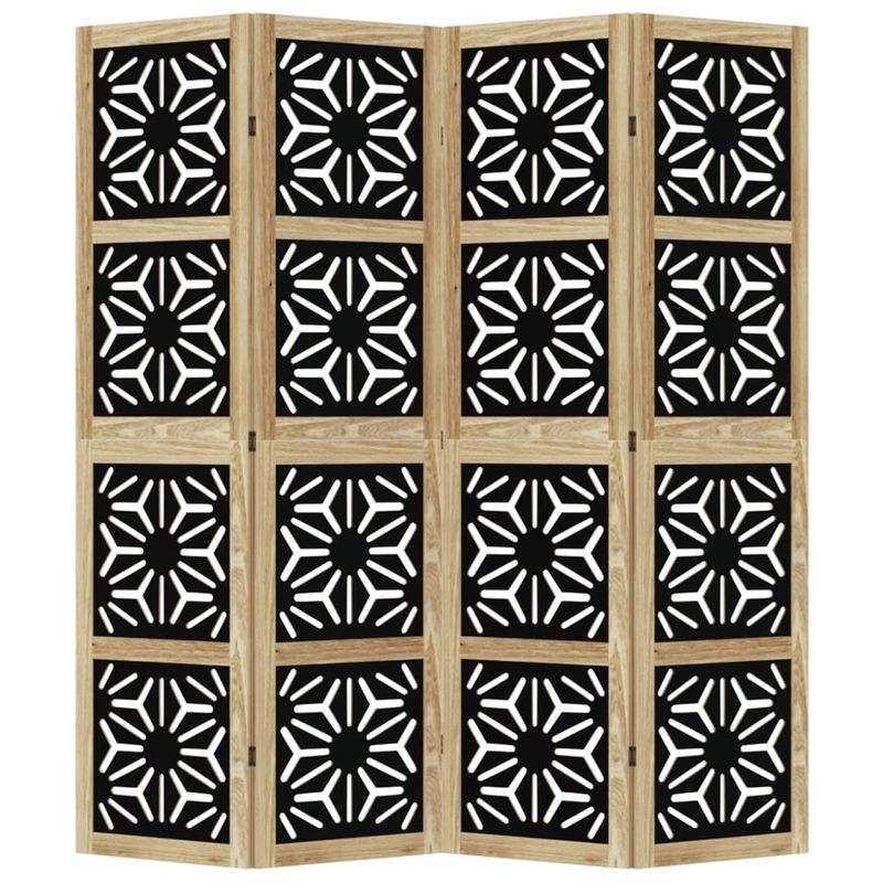 Casa si Gradina - Decoratiuni - Pereti despartitori si paravane - Paravan de camera, 4 panouri, maro/negru, lemn masiv paulownia, mărime 40x160 cm - Infinity.ro