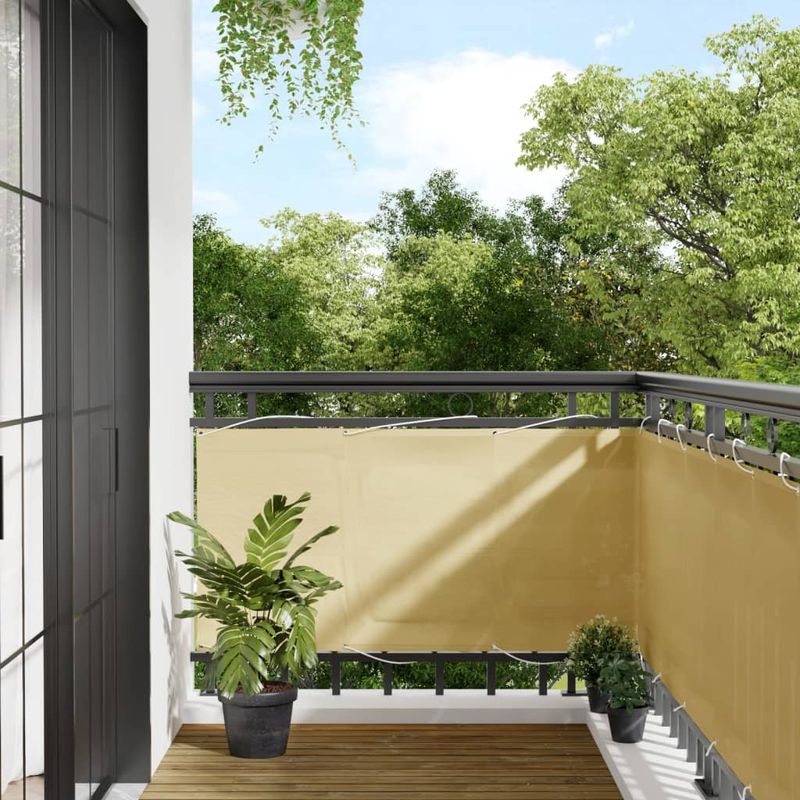 Casa si Gradina - Gradina si terasa - Umbrele si pavilioane - Umbrele - Paravan de balcon, nisipiu, 75x600 cm, 100% poliester oxford - Infinity.ro