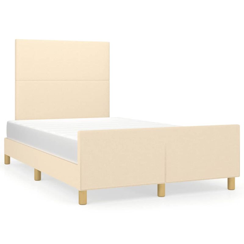 Casa si Gradina - Mobilier - Paturi si accesorii - Paturi - Cadru de pat cu tablie, crem, 120x190 cm, material textil - Infinity.ro