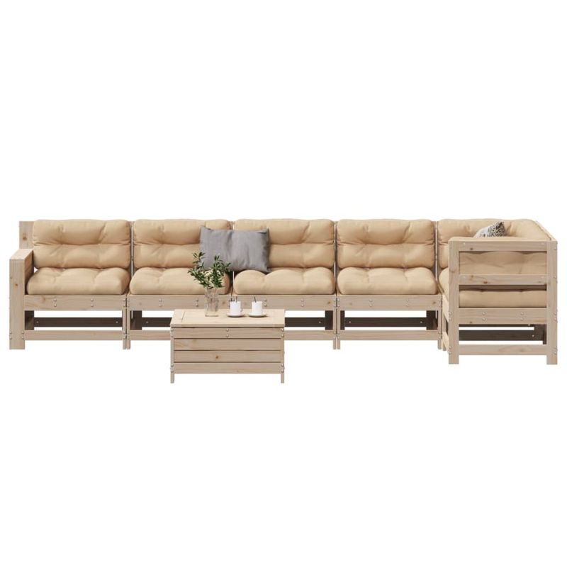 Casa si Gradina - Gradina si terasa - Mobilier exterior - Seturi mobila gradina - Set mobilier de gradina cu perne, 7 piese, lemn masiv de pin - Infinity.ro