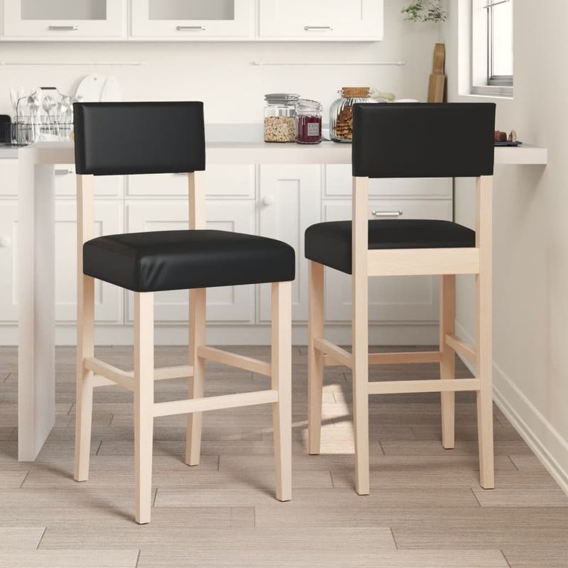 Casa si Gradina - Mobilier - Scaune si fotolii - Scaune - Scaune de bar, 2 buc., lemn masiv de hevea si piele ecologica - Infinity.ro