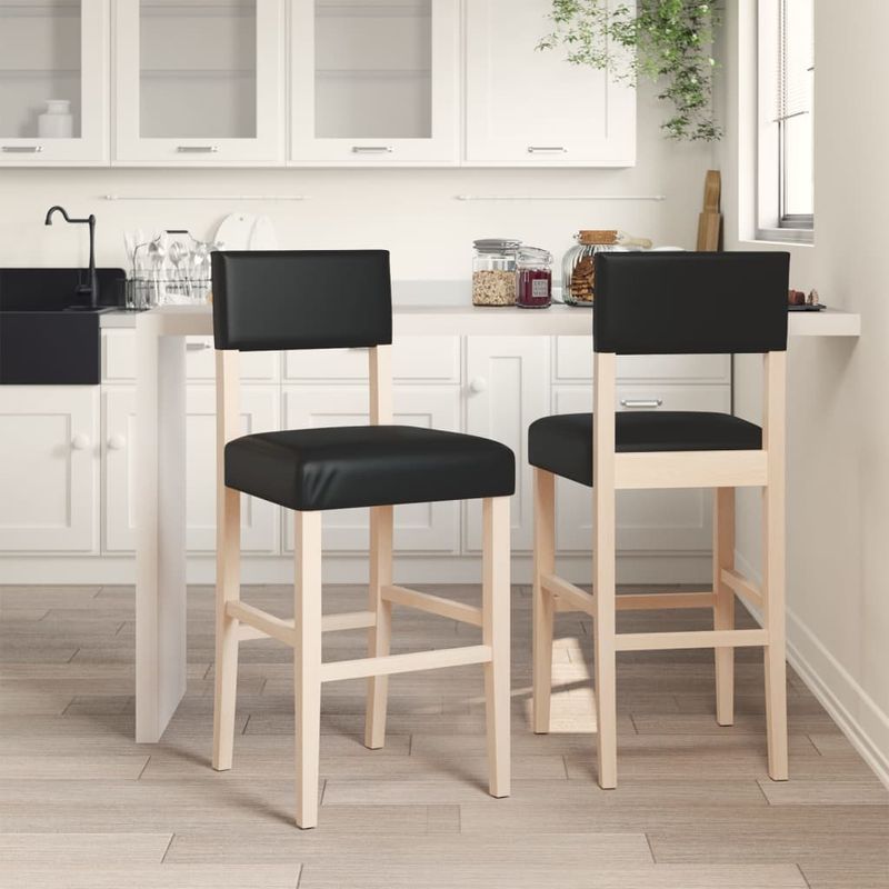 Casa si Gradina - Mobilier - Scaune si fotolii - Scaune - Scaune de bar, 2 buc., lemn masiv de hevea si piele ecologica - Infinity.ro