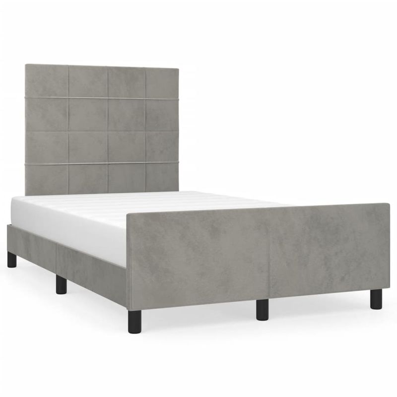 Casa si Gradina - Mobilier - Paturi si accesorii - Paturi - Cadru de pat cu tablie, gri deschis, 120x190cm, catifea - Infinity.ro