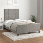 Casa si Gradina - Mobilier - Paturi si accesorii - Paturi - Cadru de pat cu tablie, gri deschis, 120x190cm, catifea - Infinity.ro