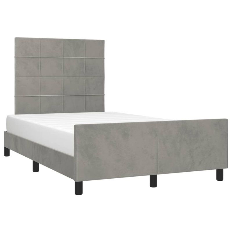 Casa si Gradina - Mobilier - Paturi si accesorii - Paturi - Cadru de pat cu tablie, gri deschis, 120x190cm, catifea - Infinity.ro