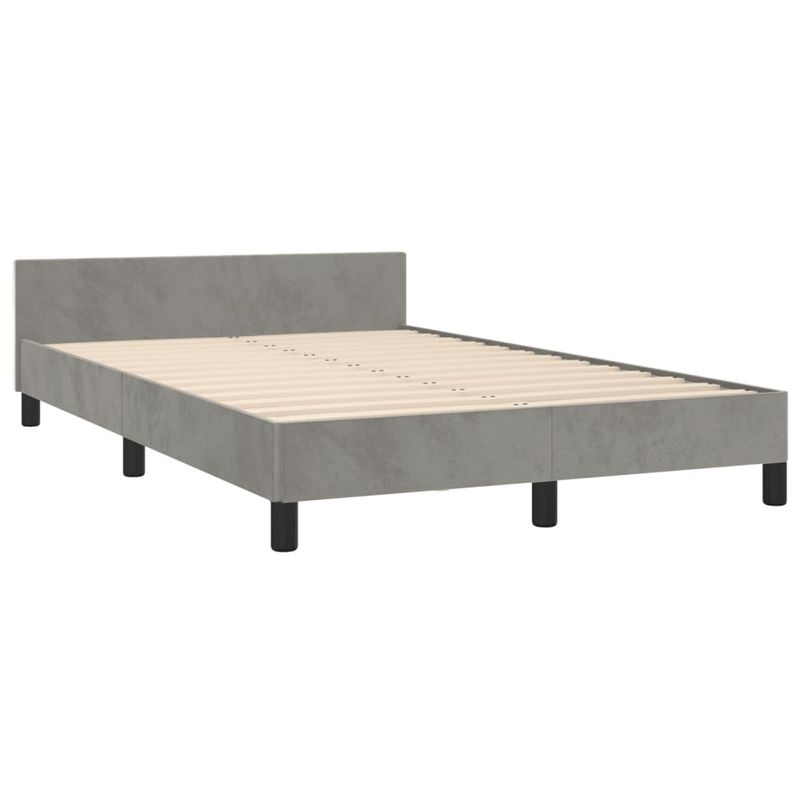 Casa si Gradina - Mobilier - Paturi si accesorii - Paturi - Cadru de pat cu tablie, gri deschis, 120x190cm, catifea - Infinity.ro
