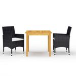 Casa si Gradina - Gradina si terasa - Mobilier exterior - Seturi mobila gradina - Set mobilier de gradina cu perne, 3 piese, negru - Infinity.ro
