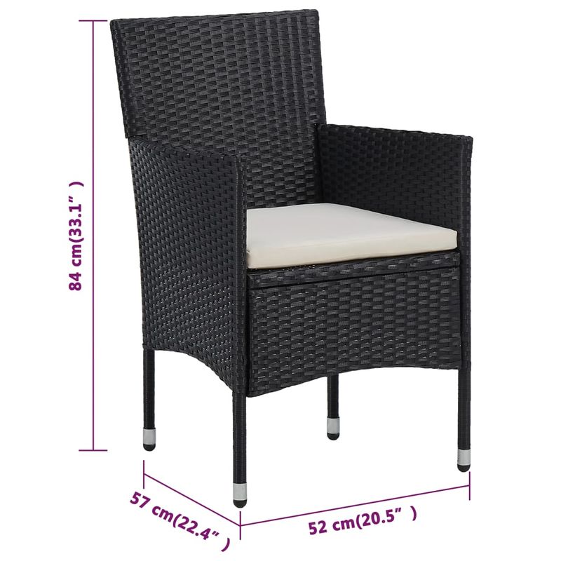 Casa si Gradina - Gradina si terasa - Mobilier exterior - Seturi mobila gradina - Set mobilier de gradina cu perne, 3 piese, negru - Infinity.ro