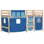 Casa si Gradina - Mobilier - Paturi si accesorii - Paturi - Pat etajat de copii cu perdele, bla, 90x190 cm, lemn masiv pin - Infinity.ro