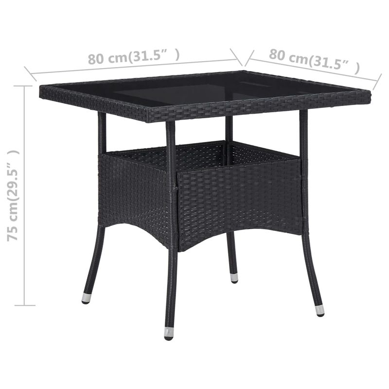 Casa si Gradina - Gradina si terasa - Mobilier exterior - Seturi mobila gradina - Set mobilier gradina, 5 piese, negru, poliratan/sticla tratata - Infinity.ro