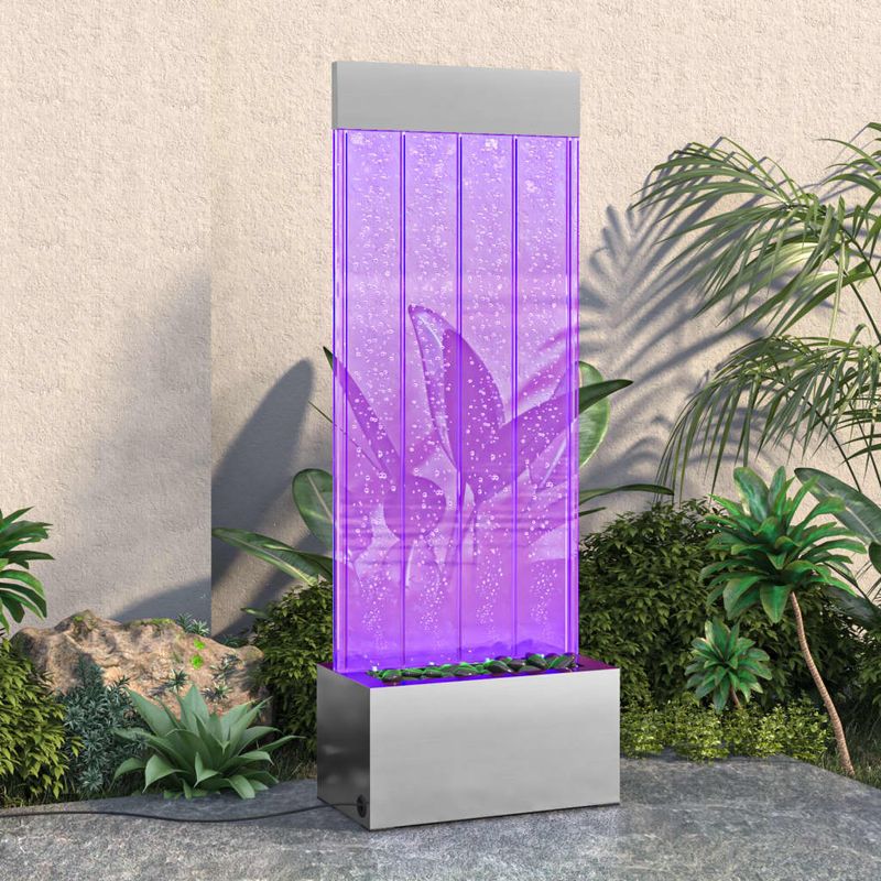 Casa si Gradina - Gradina si terasa - Decoratiuni exterior - Ornamente gradina - Coloana cu bule cu LED-uri RGB otel inoxidabil/acrilic 110 cm - Infinity.ro