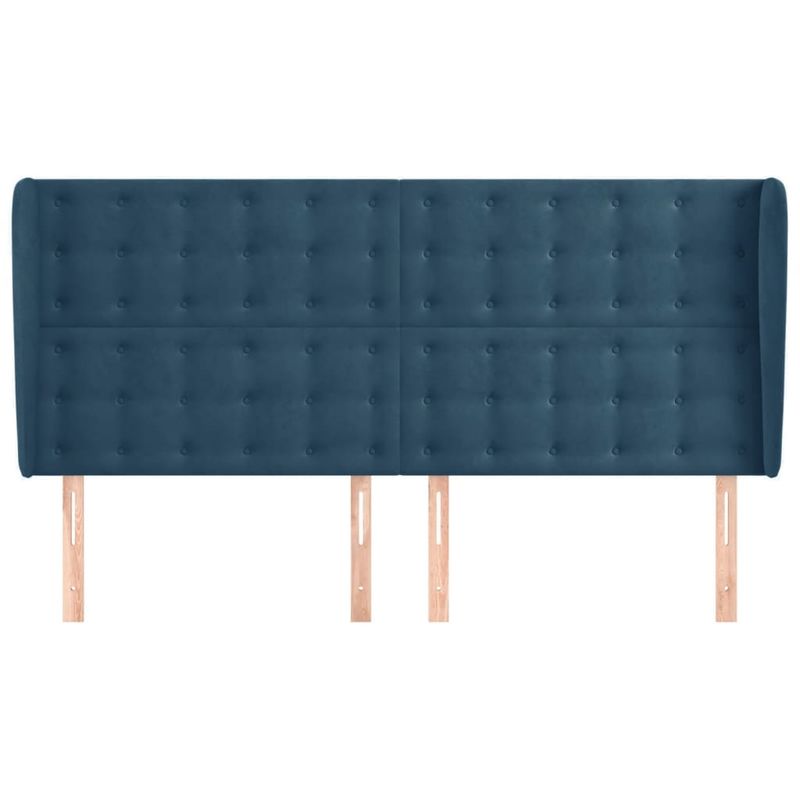 Casa si Gradina - Mobilier - Paturi si accesorii - Accesorii paturi - Tablie pat cu urechi albastru inchis 183x23x118/128 cm catifea - Infinity.ro