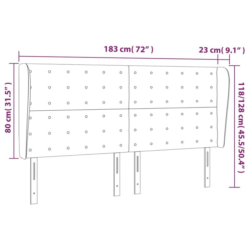Casa si Gradina - Mobilier - Paturi si accesorii - Accesorii paturi - Tablie pat cu urechi albastru inchis 183x23x118/128 cm catifea - Infinity.ro