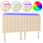 Casa si Gradina - Mobilier - Paturi si accesorii - Accesorii paturi - Tablie de pat cu LED, crem, 180x5x118/128 cm, textil - Infinity.ro