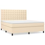 Casa si Gradina - Mobilier - Paturi si accesorii - Paturi - Pat continental cu saltea, crem, 180x200 cm, textil - Infinity.ro