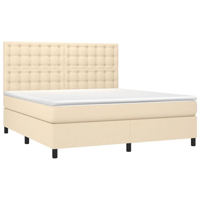 Casa si Gradina - Mobilier - Paturi si accesorii - Paturi - Pat continental cu saltea, crem, 180x200 cm, textil - Infinity.ro