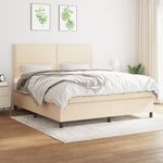 Casa si Gradina - Mobilier - Paturi si accesorii - Paturi - Pat continental cu saltea, crem, 180x200 cm, textil - Infinity.ro