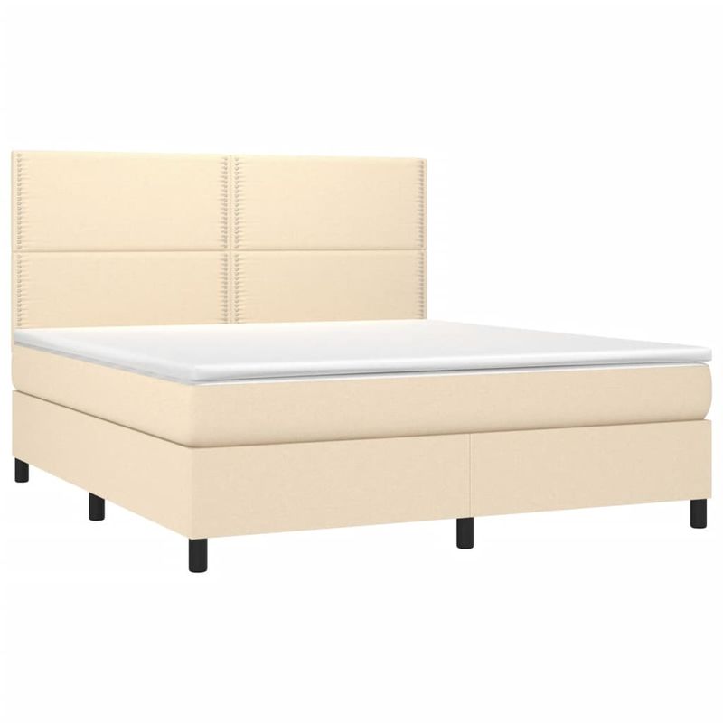 Casa si Gradina - Mobilier - Paturi si accesorii - Paturi - Pat continental cu saltea, crem, 180x200 cm, textil - Infinity.ro
