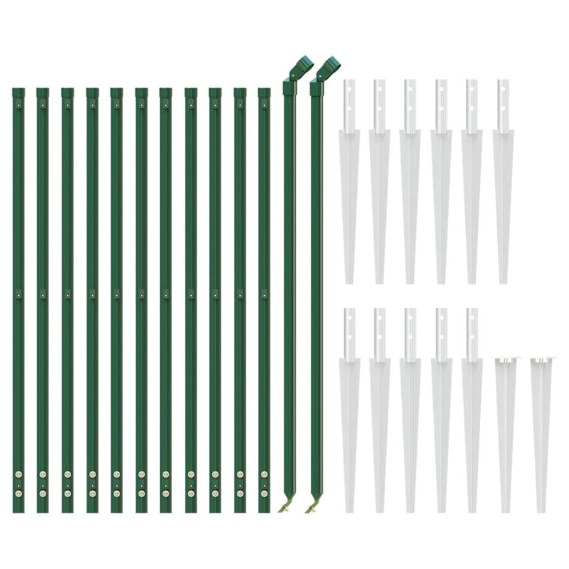 Casa si Gradina - Gradina si terasa - Garduri, panouri si accesorii - Gard plasa de sarma cu tarusi de fixare, verde, 1,1x25 m - Infinity.ro