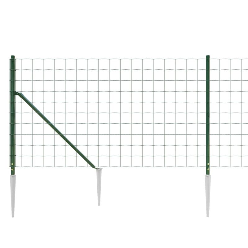 Casa si Gradina - Gradina si terasa - Garduri, panouri si accesorii - Gard plasa de sarma cu tarusi de fixare, verde, 1,1x25 m - Infinity.ro