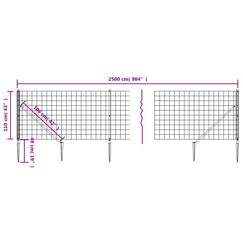 Casa si Gradina - Gradina si terasa - Garduri, panouri si accesorii - Gard plasa de sarma cu tarusi de fixare, verde, 1,1x25 m - Infinity.ro